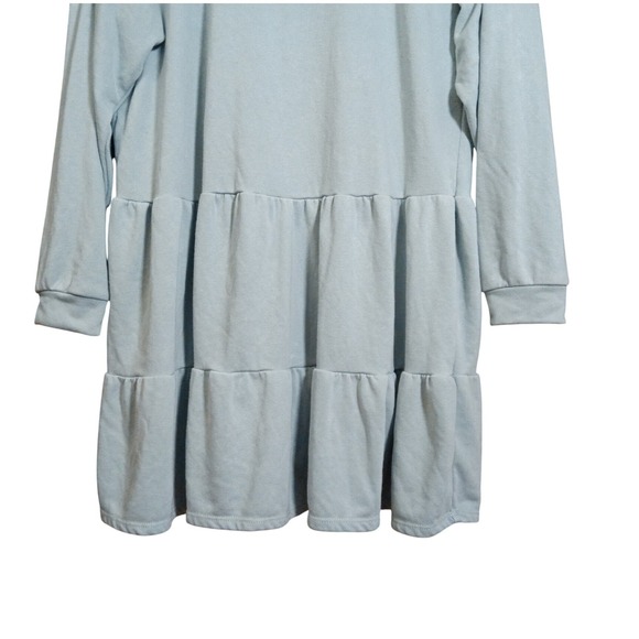 Wild Fable Light Blue Acid Washed Tiered Long Sleeve Sweatshirt Dress Size L - Picture 2 of 8